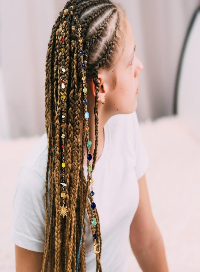 Shimmeroo 2Pcs Loc Jewels for Black Women,Hair Charms for Braids Long Colorful Loc Charms with Sun Moon Hair Accessories Hairstyle Decoration - Image 4